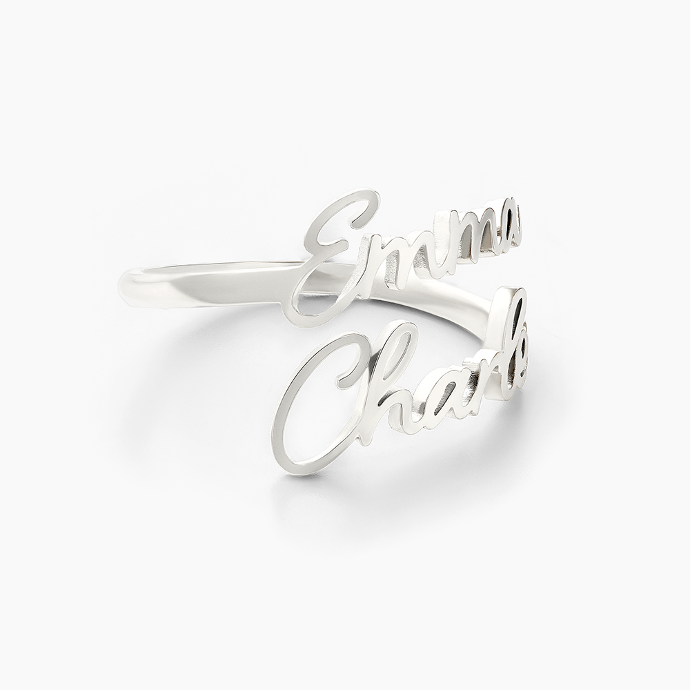 Anillo Nombres plata vista lateral