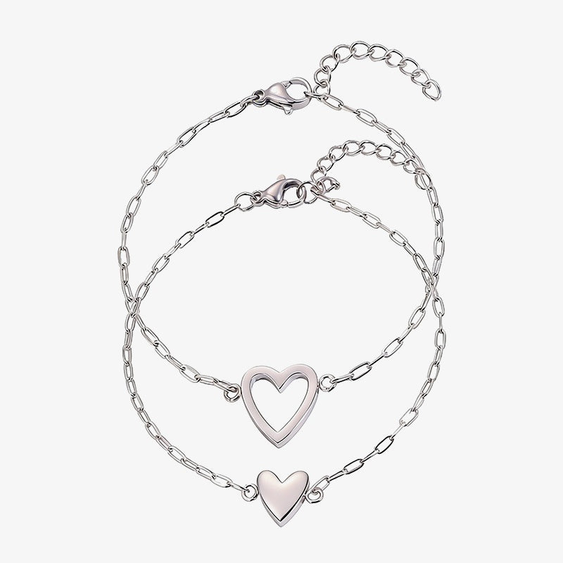 Conjunto Dos Corazones plata