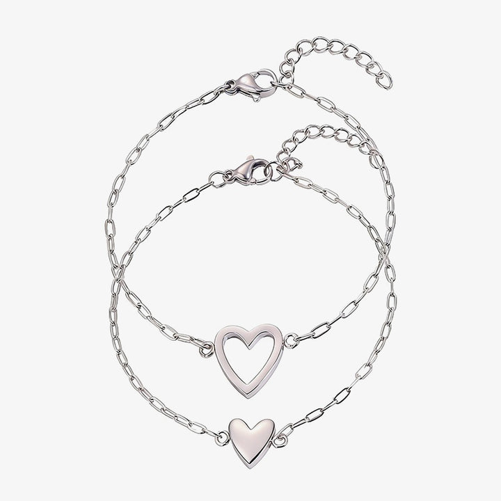 Conjunto Dos Corazones plata