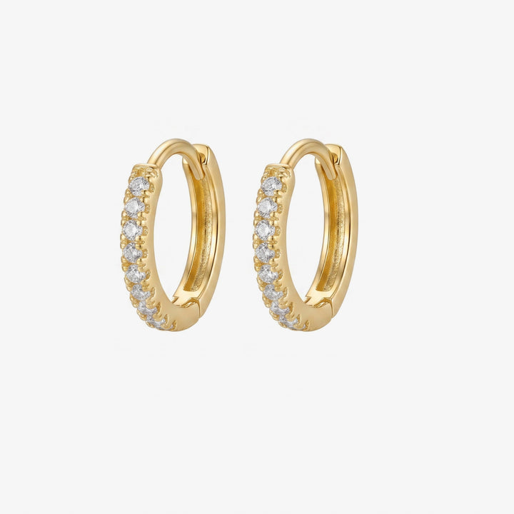 Aros Resplandor en oro, mini aros de circonitas