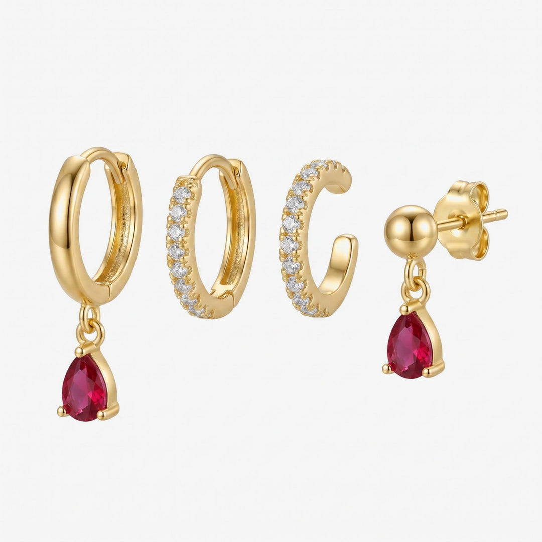 Set Granate en oro: 4 pendientes