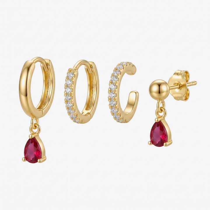Set Granate en oro: 4 pendientes