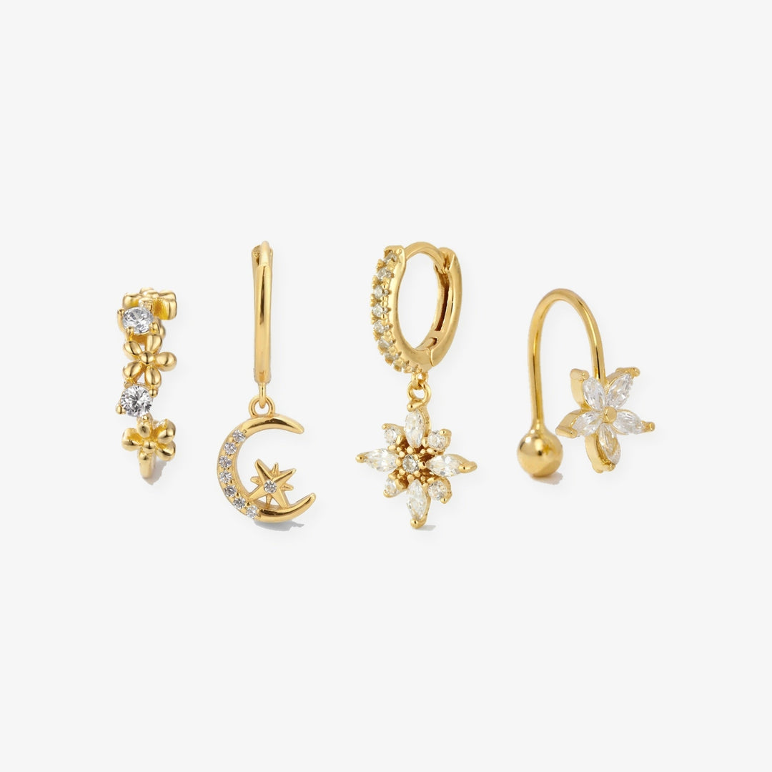 Set Luna en oro: 4 pendientes