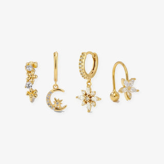 Set Luna en oro: 4 pendientes
