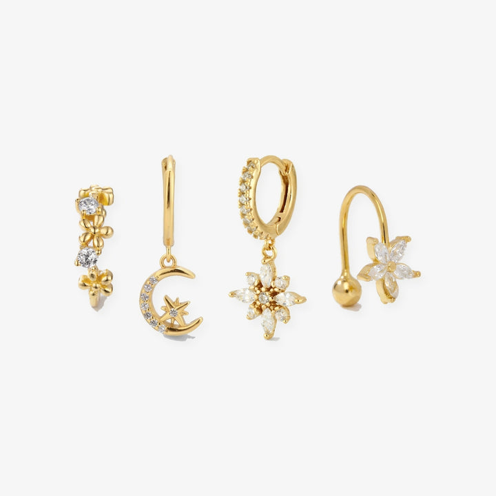 Set Luna en oro: 4 pendientes
