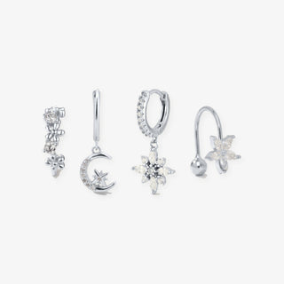 Set Luna en plata: 4 pendientes