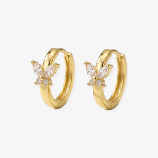 Aros Alas en oro, mini aros con mariposa