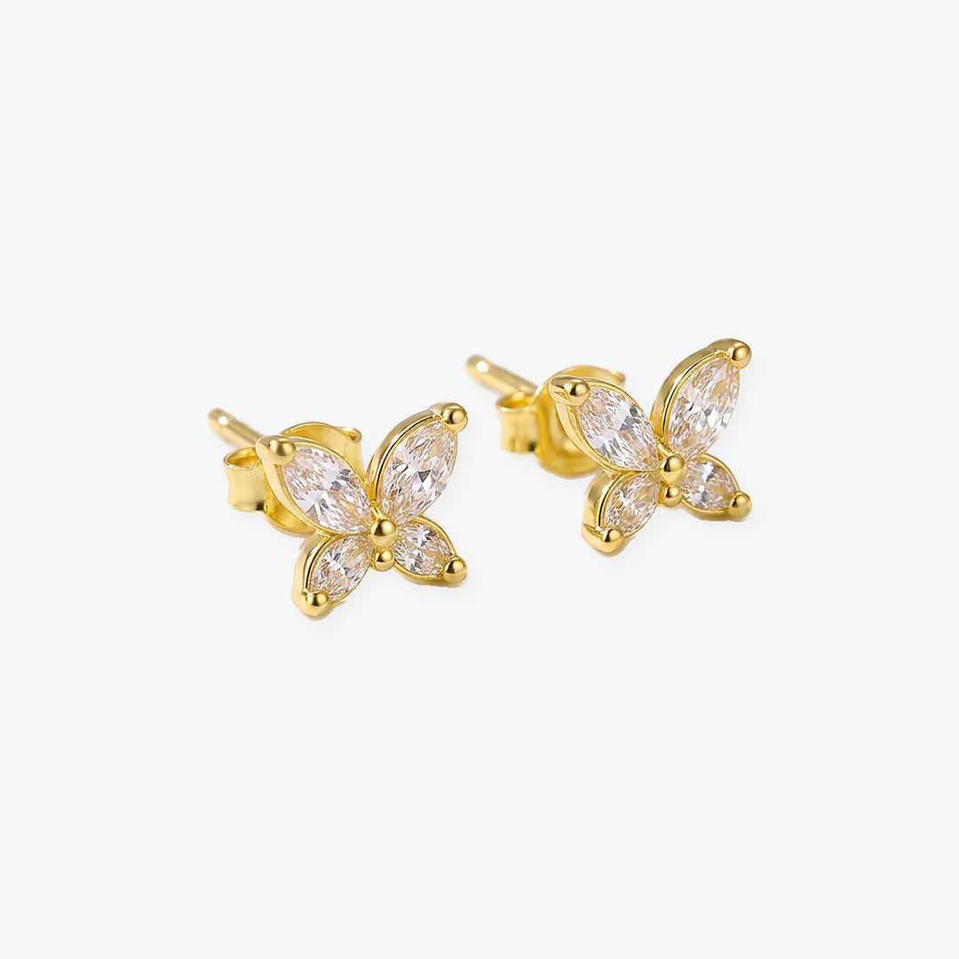 Pendientes Aleteo en oro, mariposa de circonitas